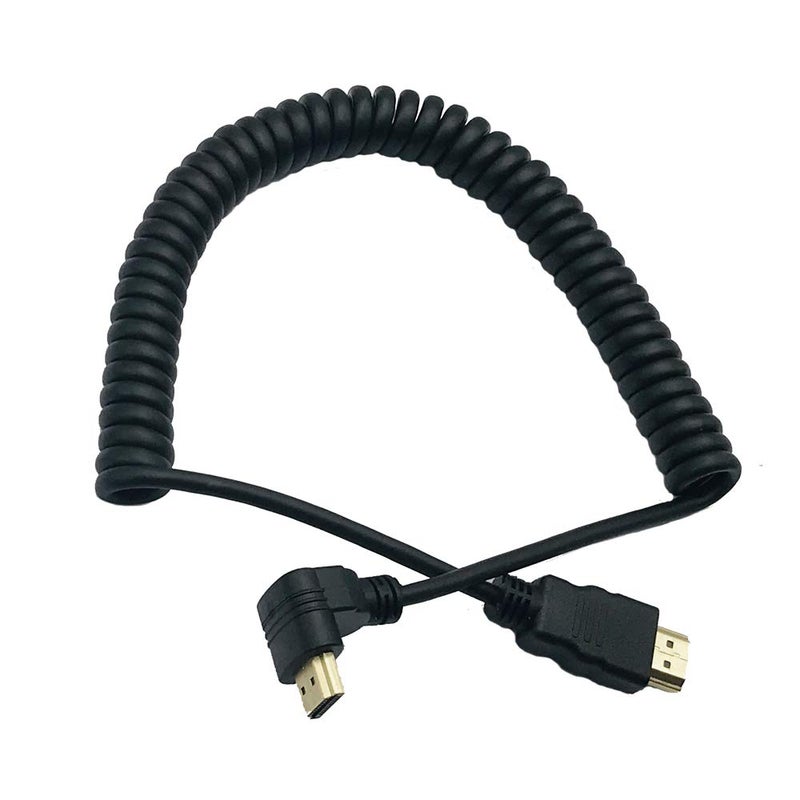 Seadream 4K Coiled HDMI Cable,Spring Spiral Down Angled HDMI Male to Male Converter Adapter Cable, Support 3D 4K, Stretched Length Up to 7.8FT - Image 1